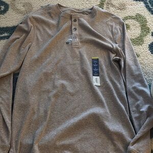 Men's Long Sleeve Henley Shirt - Brown